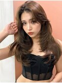 韓国ヘアーハッシュカットレイヤーカットグレージュブリーチ無し