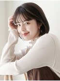 ◎ワイドバングが大人可愛い♪ぱつっと耳かけ似合わせ小顔ボブ