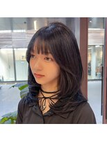 ミディアムレイヤーカット　ワンカールヘア　韓国ヘア