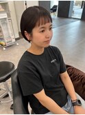 オイルストレート　ショートヘア　髪質改善　オン眉