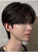 韓国シースルーマッシュ黒髪マッシュカルマパーマダウンパーマ