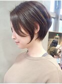 横浜西口大人ショートボブココアベージュ前髪なしグレージュ40代