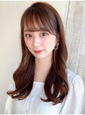 暗髪でも出せるこなれ感フェイスレイヤー×ナチュラルセミロング