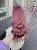 イメチェンピンクベージュアンブレラカラー前髪八王子