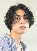 大分シャドウパーマメンズカットラウンドマッシュセンターパート