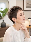 美シルエット大人上品ハンサムショート小顔レイヤー30代40代