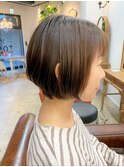 【ママ向け】シンプルブラウンベージュくびれショートボブ♪