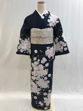 セットサロン フルール(Fleur) ポリ訪問着No.9/【紺】