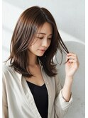 30代40代50代ミディアムレイヤーフェイスレイヤーブラウンカラー