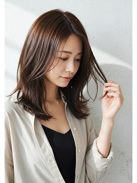 アントワープトーキョー(antwerp TOKYO) 30代40代50代ミディアムレイヤーフェイスレイヤーブラウンカラー