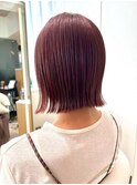 【切りっぱなしボブ】外ハネボブ/チェリーレッド/ワインレッド