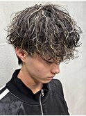 ハイライトカラーシャドウパーママッシュスタイルツーブロック