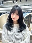 ミニウルフ黒染め髪質改善縮毛矯正酸性ストレートレイヤー/博多