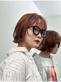 20代30代ボブレイヤーショートボブオリーブカラー顔周りレイヤー