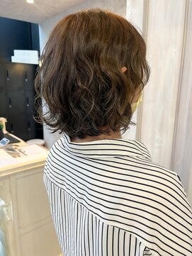 キャアリー(Caary) 福山人気髪質改善簡単パーマボブアッシュベージュ20代30代40代