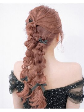 スタスタ 岩本町 秋葉原 ツイン編みおろしポニー、結婚式お呼ばれヘア