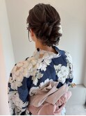 浴衣ヘア　ふわふわシニヨン