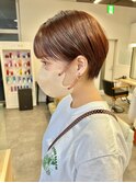 大人可愛い20代30代丸みショート_オレンジブラウン【横 浜】渋谷