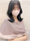 シースルーぱっつん【前髪レイヤーロングパーマ黒髪】