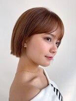 ぷつっとボブ顔まわりカット_オリーブベージュレイヤーカット