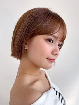 ノク 渋谷(nok) ぷつっとボブ顔まわりカット_オリーブベージュレイヤーカット