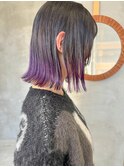 毛先カラー、デザインカラー、ボブウルフ、パープル