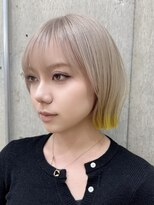 原宿ミルクティーベージュグレージュミディアムウルフレイヤー〇
