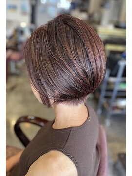 サーティエイト(38) 50代 ライン美人丸みショートボブ/カット/ショート/白髪ぼかし