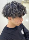 メンズパーマ波巻きツイストスパイラル刈り上げセンターパート