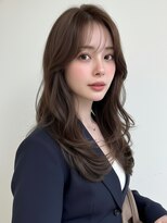 リリーバイフォルテ 静岡駅前店(Lily by FORTE)&nbsp;ロングレイヤー モカブラウン シャギーカット 顔周りレイヤー