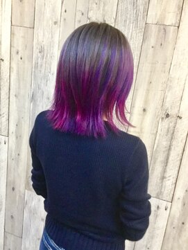 ヘアースペース ムーン(Hair Space MOON) ダークグレーに　ダブルカラーで毛先を可愛く、パープルに！