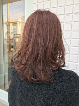 アミトヘアアンドサロン(amito hair&salon) 白髪染めでも透明感/ミディアムレイヤー/ピンクベージュ