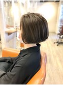 マットグレージュナチュラルハイライトショートボブ/亀戸