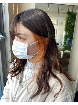 ダブル アンダーバー サロン(W_SALON) 【W_SALON 河原町】イヤリングカラー　オレンジ/髪質改善