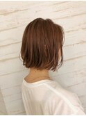 ラフな切りっぱなしボブ×オレンジベージュ