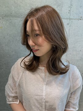 ロンドメリア 天神大名店(Lond Melia) ★くびレイヤーエモージュインナーグレージュ前髪ピンクベージュ