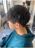 MEN'S HAIRアッシュブラックツーブロックショート