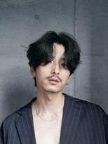 センターパートニュアンスパーマワンカールパーマ韓国コンマヘア