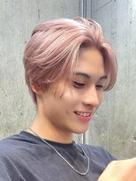 ミルクティーベージュダブルカラー韓国風メンズセンターパート