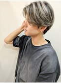 センターパート×バレイヤージュ
