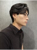 センターパートニュアンスパーマメンズカット