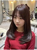 ミディアムレイヤーカット/大人ガーリー/ダークアッシュ福岡天神