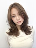 レイヤーカットウルフボブミルクティーベージュボブヘア