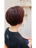 ナチュラルショートボブ×ボルドー