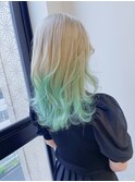 ホワイトブロンド×ペールグリーン
