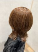 外はねウルフくびれレイヤー　ベージュ