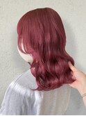 ワインレッドカシスレッドカラー波巻きチェリーレッド暖色カラー