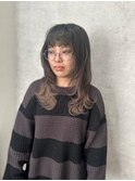 大人かわいいナチュラルウルフ　レイヤーカット/デザインカラー