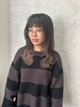 ヘアーワークス ボナ(HAIR WORKS bona.) 大人かわいいナチュラルウルフ　レイヤーカット/デザインカラー