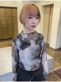 小顔レイヤーカット透明感春カラーピンクミルクティーベージュ